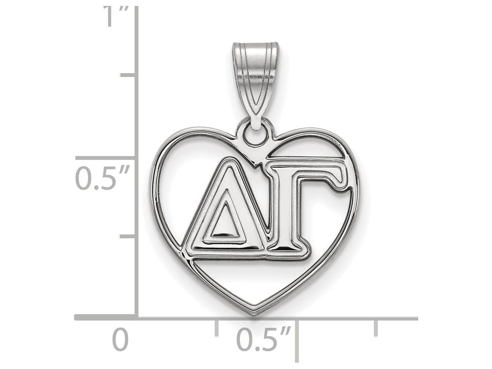 LogoArt Sterling Silver Delta Gamma Heart Pendant Necklace