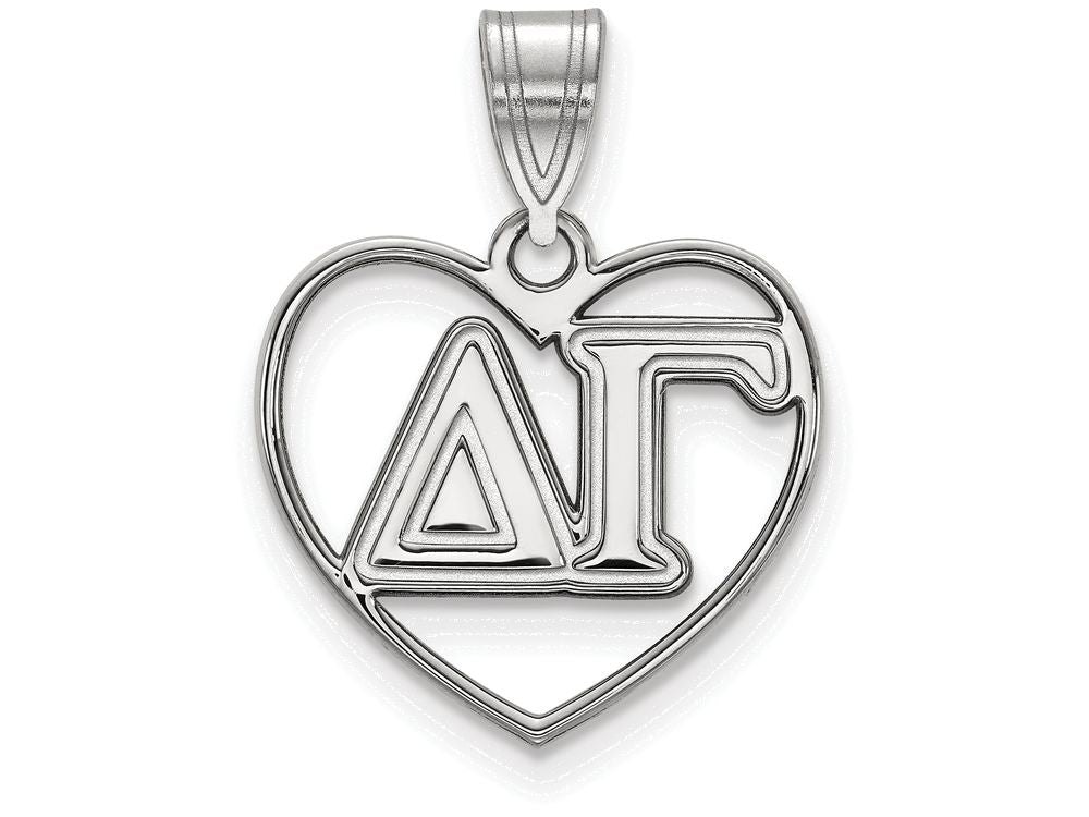 LogoArt Sterling Silver Delta Gamma Heart Pendant Necklace