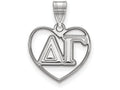 LogoArt Sterling Silver Delta Gamma Heart Pendant Necklace