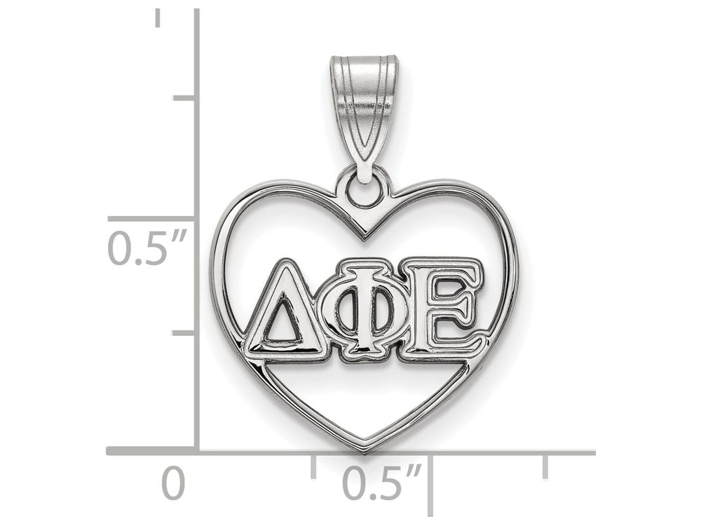 LogoArt Sterling Silver Delta Phi Epsilon Heart Pendant Necklace