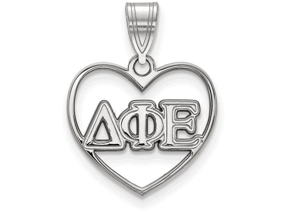 LogoArt Sterling Silver Delta Phi Epsilon Heart Pendant Necklace