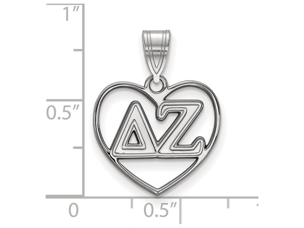 LogoArt Sterling Silver Delta Zeta Heart Pendant Necklace