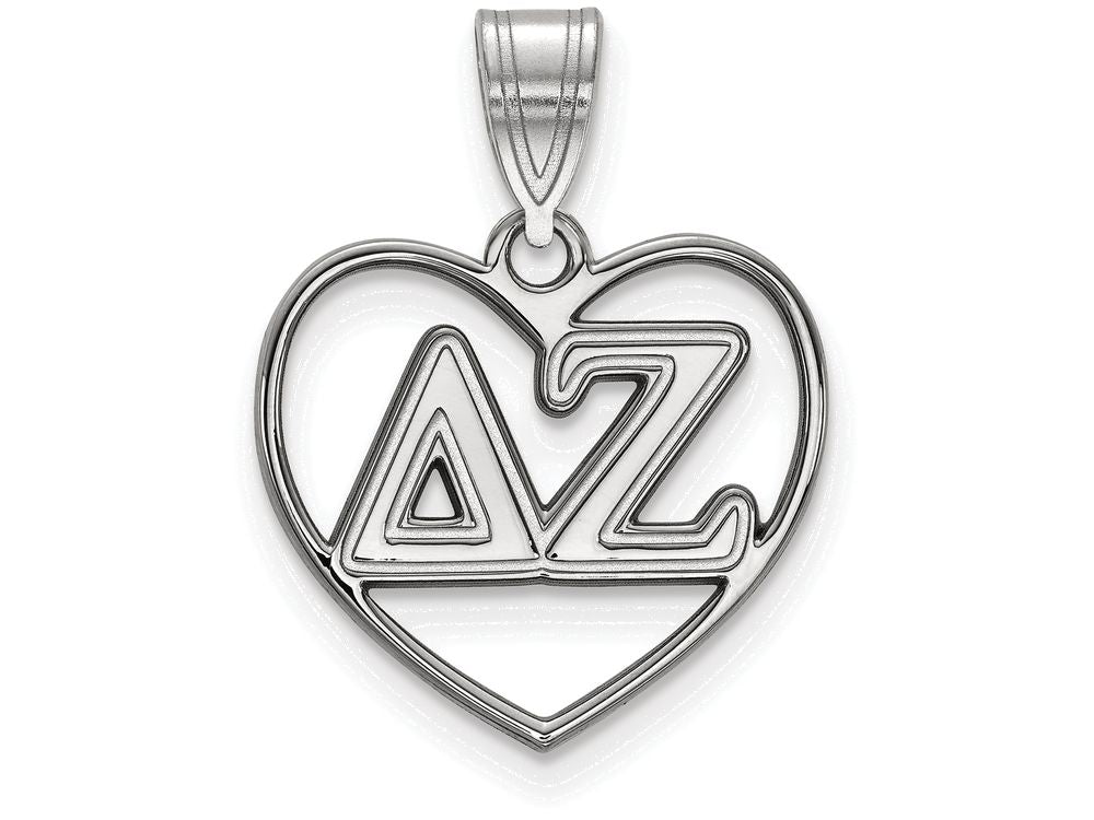LogoArt Sterling Silver Delta Zeta Heart Pendant Necklace