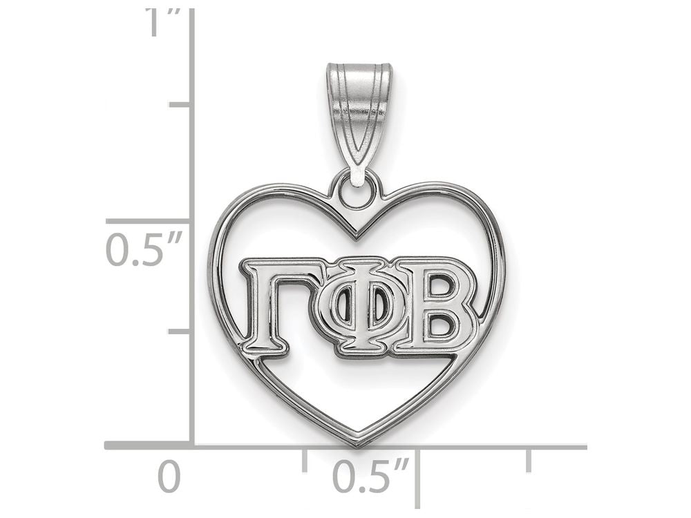 LogoArt Sterling Silver Gamma Phi Beta Heart Pendant Necklace
