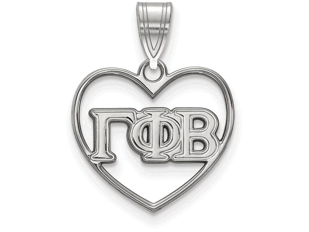 LogoArt Sterling Silver Gamma Phi Beta Heart Pendant Necklace