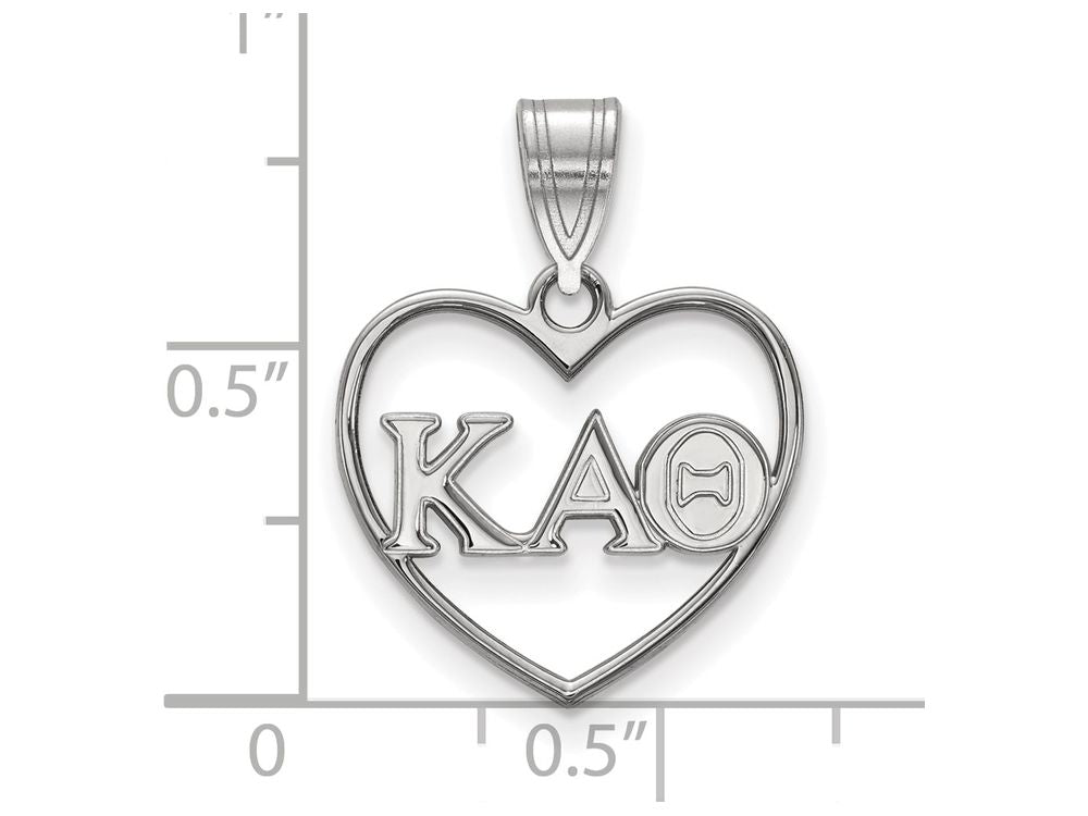 LogoArt Sterling Silver Kappa Alpha Theta Heart Pendant Necklace