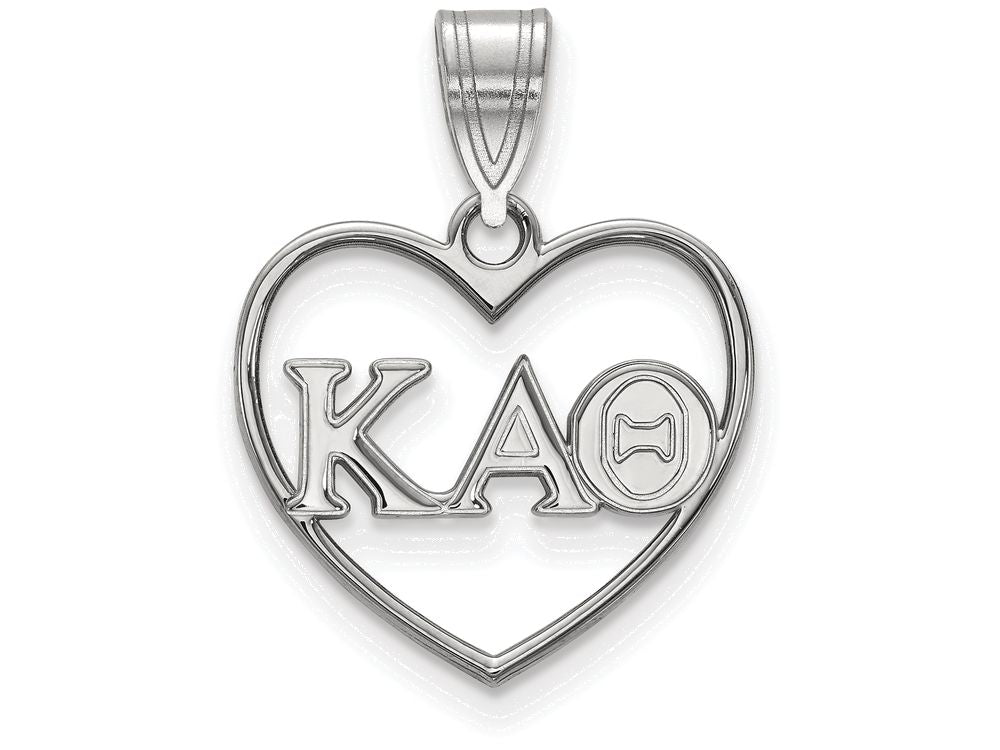 LogoArt Sterling Silver Kappa Alpha Theta Heart Pendant Necklace