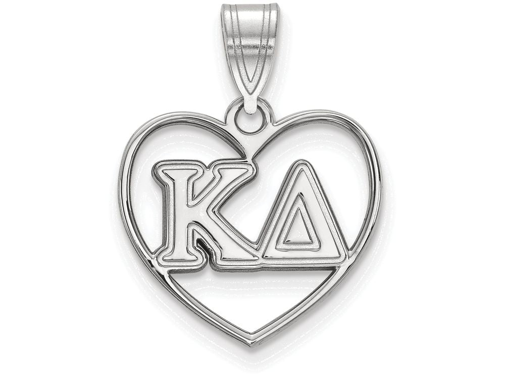 LogoArt Sterling Silver Kappa Delta Heart Pendant Necklace