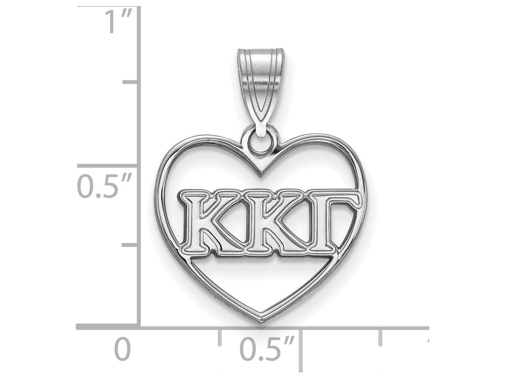 LogoArt Sterling Silver Kappa Kappa Gamma Heart Pendant Necklace