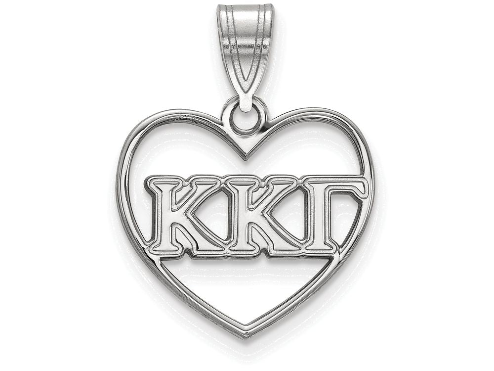LogoArt Sterling Silver Kappa Kappa Gamma Heart Pendant Necklace