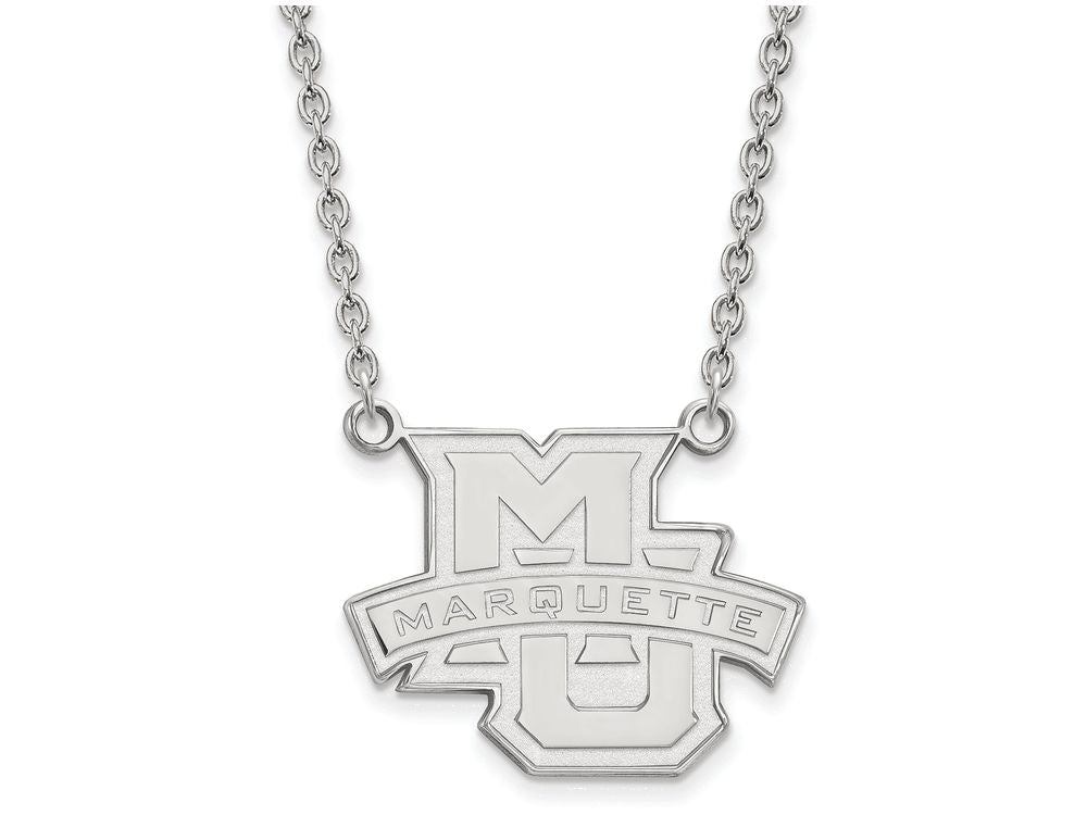 LogoArt Sterling Silver Marquette University Large Pendant Necklace