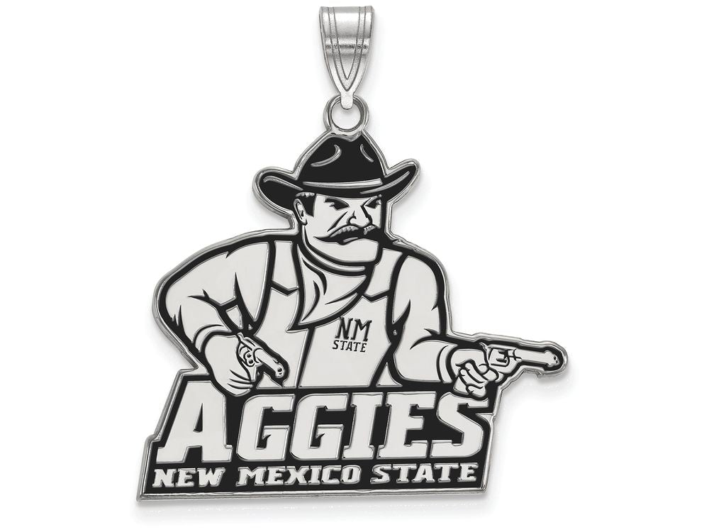 LogoArt Sterling Silver New Mexico State University XL Enamel Pendant Necklace