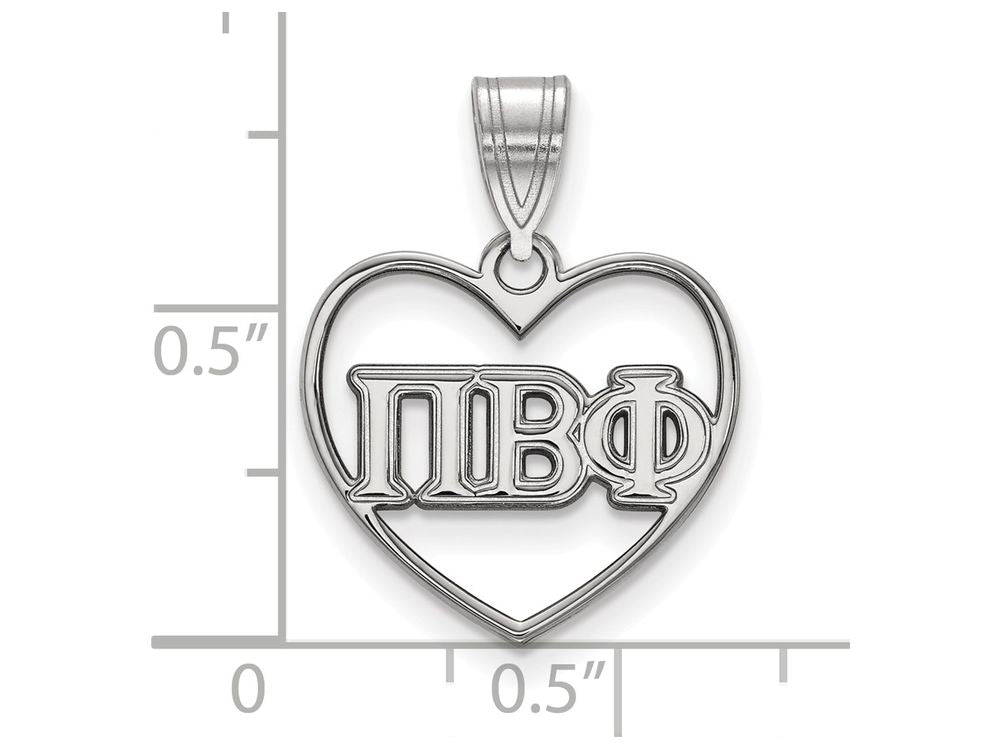 LogoArt Sterling Silver Pi Beta Phi Heart Pendant Necklace