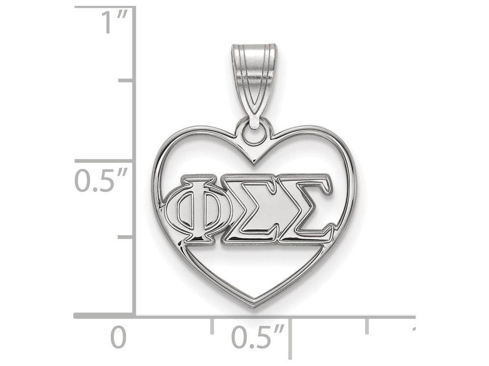 LogoArt Sterling Silver Phi Sigma Sigma Heart Pendant Necklace