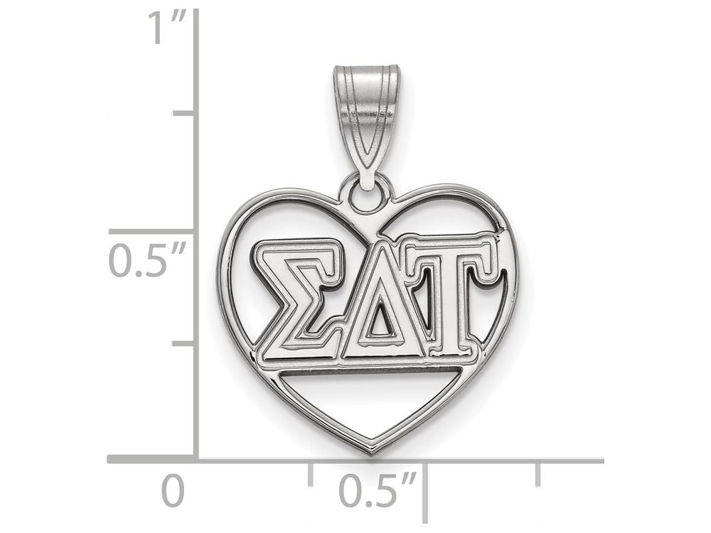 LogoArt Sterling Silver Sigma Delta Tau Heart Pendant Necklace
