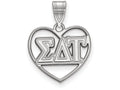 LogoArt Sterling Silver Sigma Delta Tau Heart Pendant Necklace