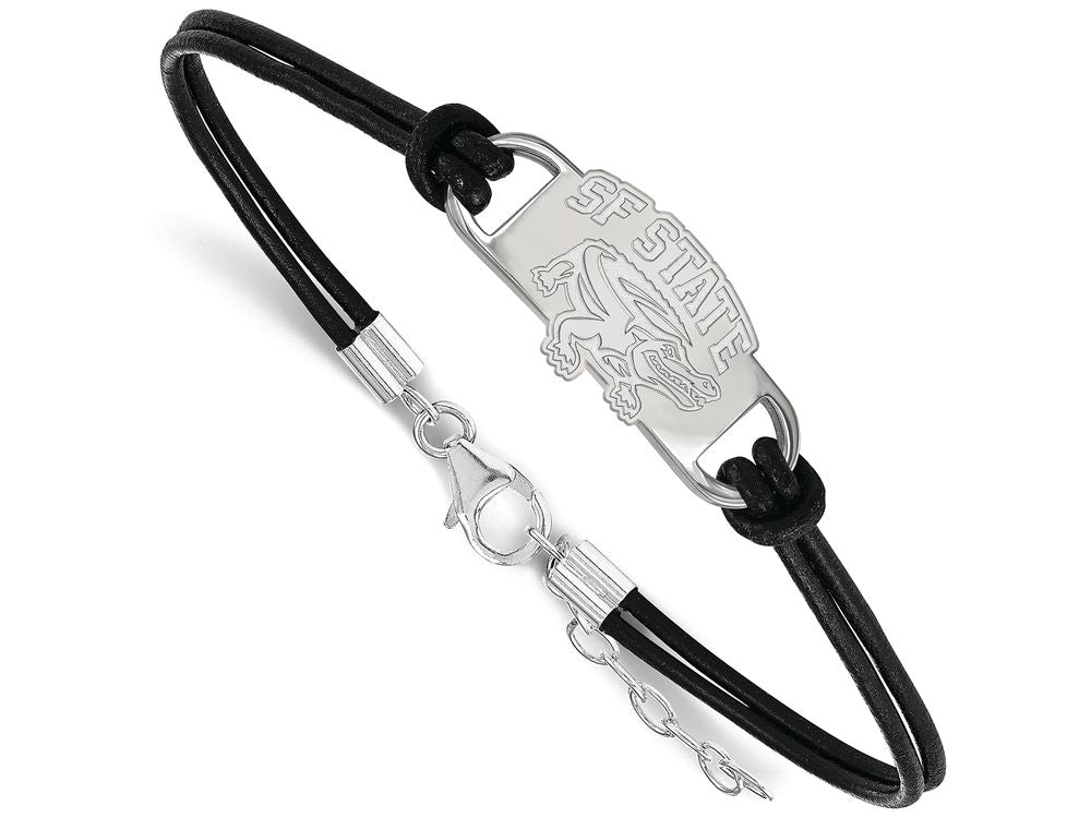 Logoart 925 Sterling Silver San Francisco State University Leather Bracelet