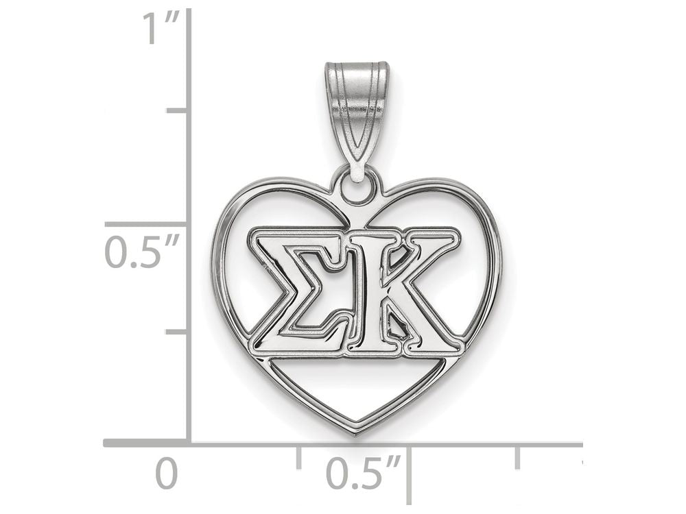 LogoArt Sterling Silver Sigma Kappa Heart Pendant Necklace