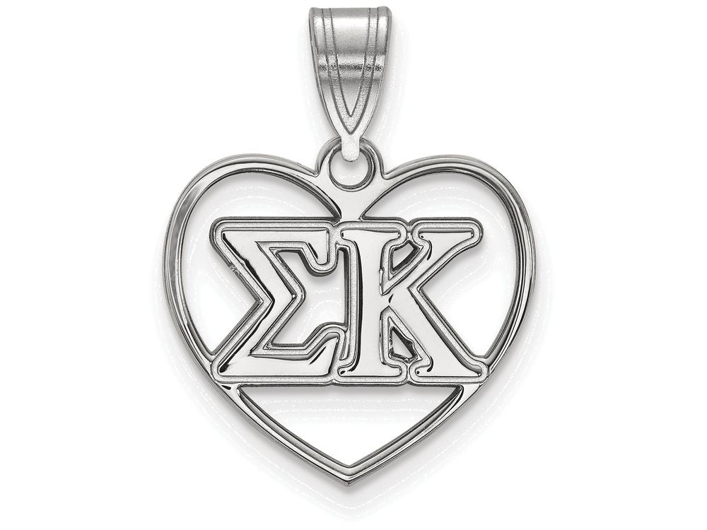 LogoArt Sterling Silver Sigma Kappa Heart Pendant Necklace