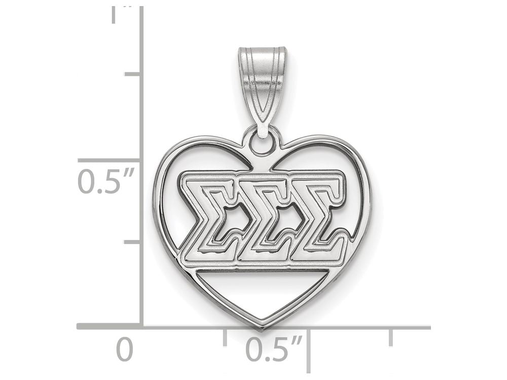 LogoArt Sterling Silver Sigma Sigma Sigma Heart Pendant Necklace