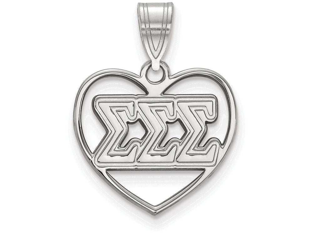 LogoArt Sterling Silver Sigma Sigma Sigma Heart Pendant Necklace