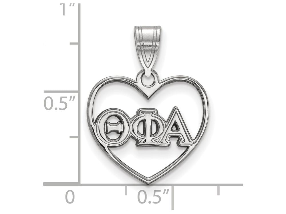 LogoArt Sterling Silver Theta Phi Alpha Heart Pendant Necklace