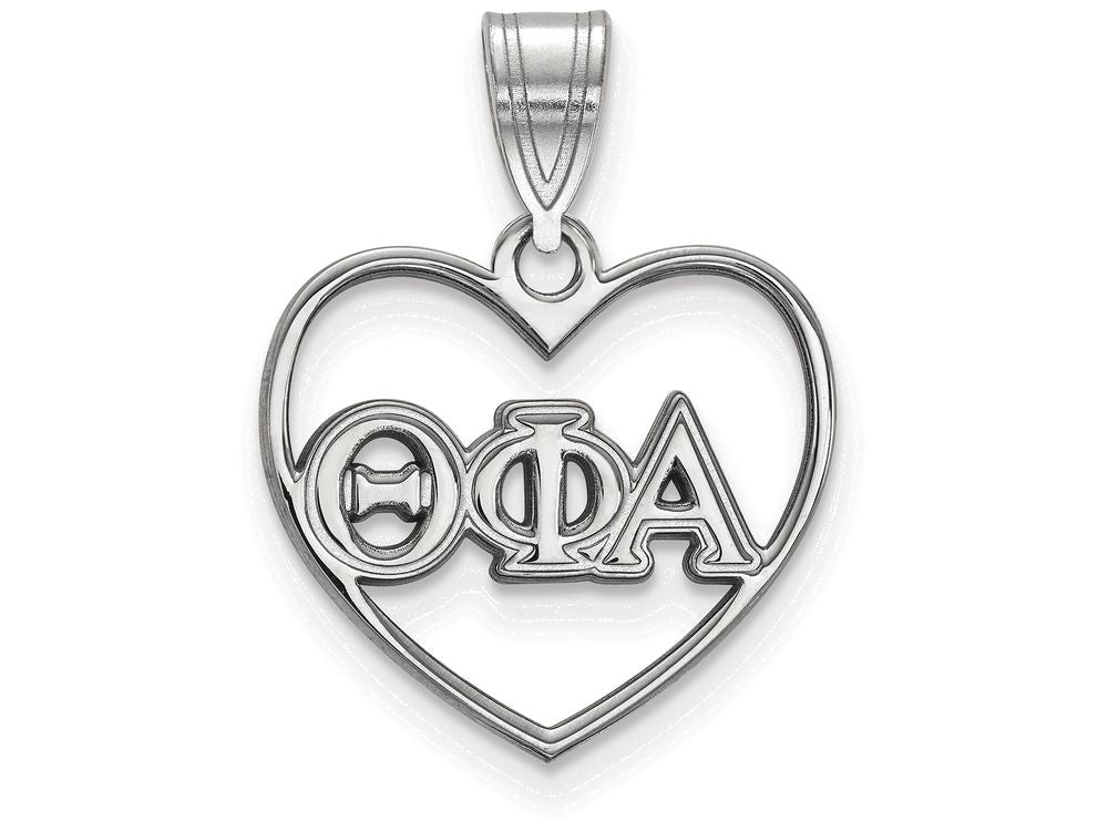 LogoArt Sterling Silver Theta Phi Alpha Heart Pendant Necklace