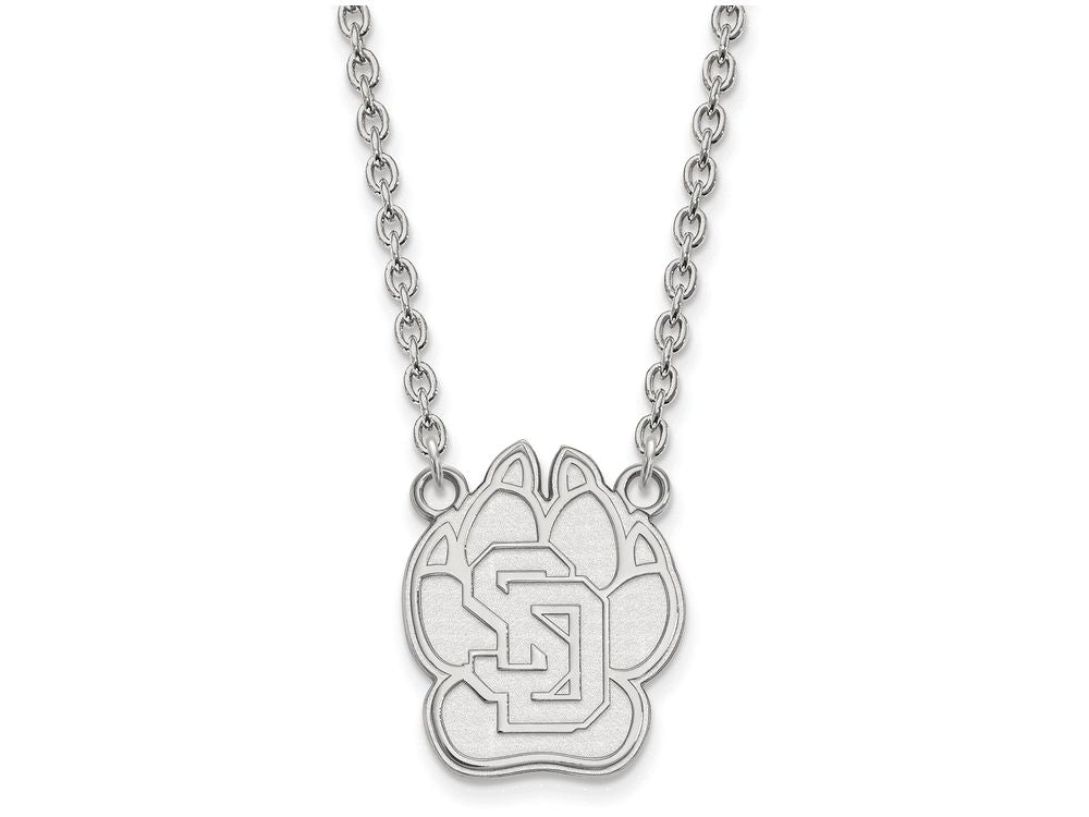 LogoArt Sterling Silver University Of South Dakota Large Pendant Necklace