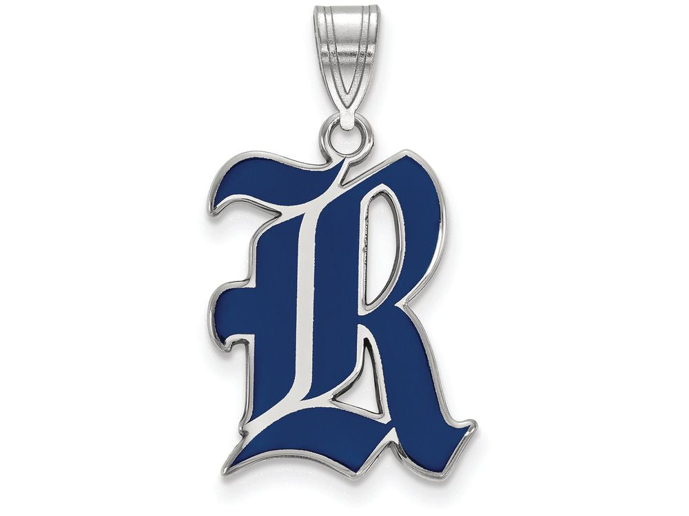 LogoArt Sterling Silver Rice University Large Enamel Pendant Necklace