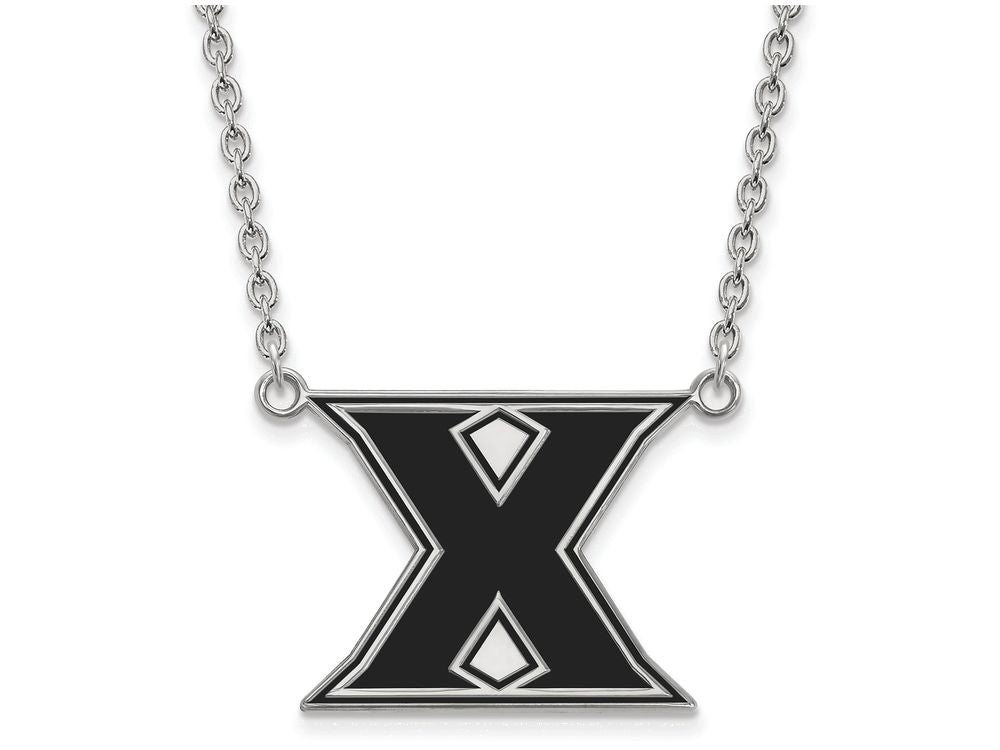 LogoArt Sterling Silver Xavier University Large Enameled Pendant Necklace