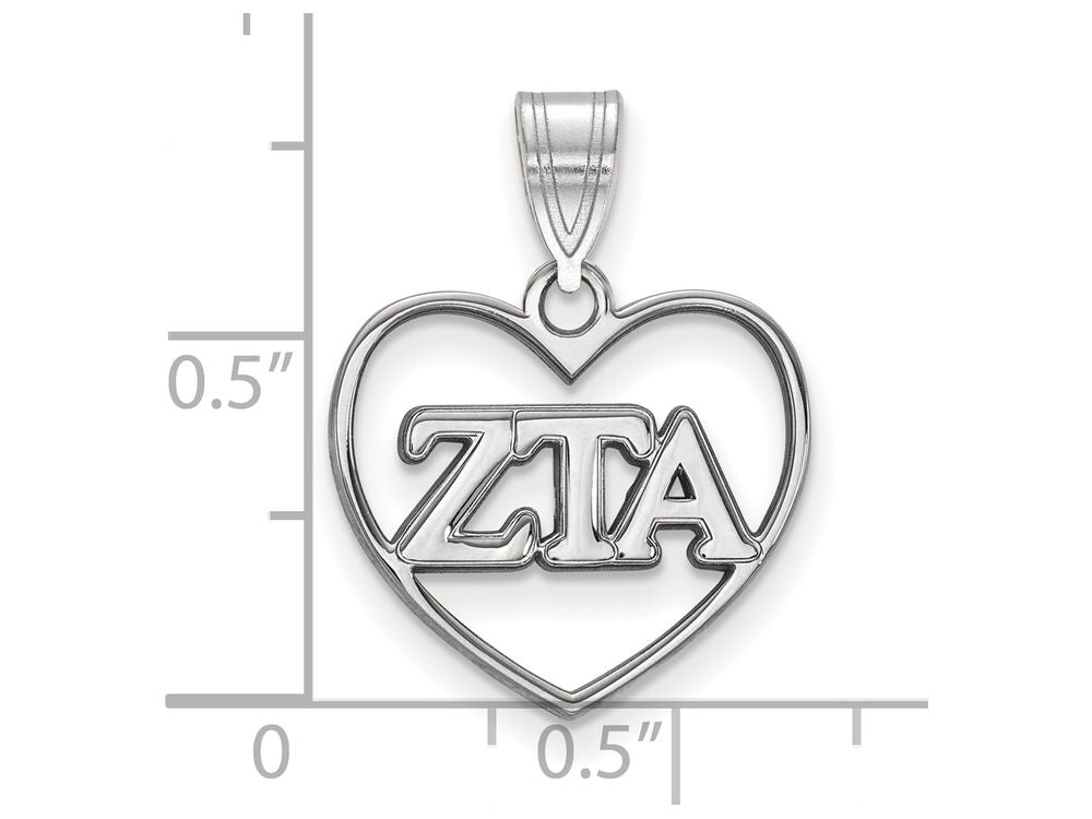 LogoArt Sterling Silver Zeta Tau Alpha Heart Pendant Necklace