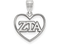LogoArt Sterling Silver Zeta Tau Alpha Heart Pendant Necklace