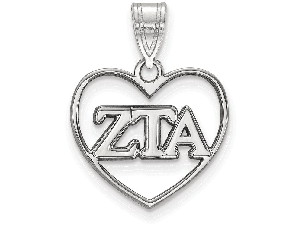 LogoArt Sterling Silver Zeta Tau Alpha Heart Pendant Necklace