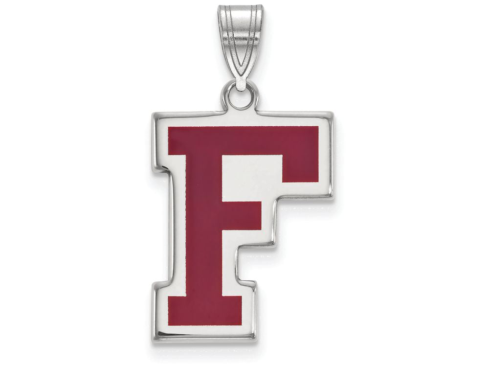 LogoArt Sterling Silver Fordham University Enamel Large Pendant Necklace