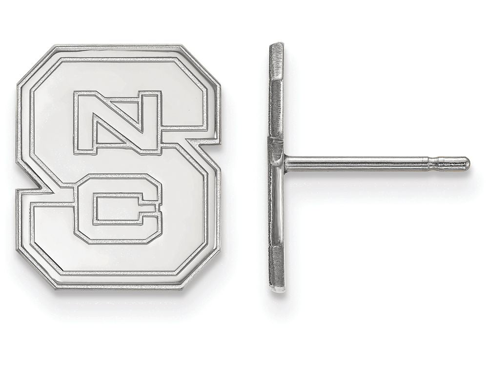 LogoArt Sterling Silver North Carolina State University Small Post Earrings