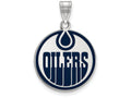 LogoArt Sterling Silver Edmonton Oilers Large Enamel Pendant Necklace