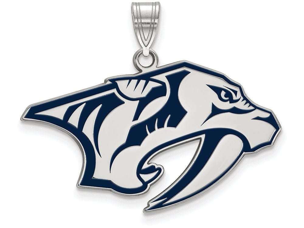 LogoArt Sterling Silver Nashville Predators Large Enamel Pendant Necklace