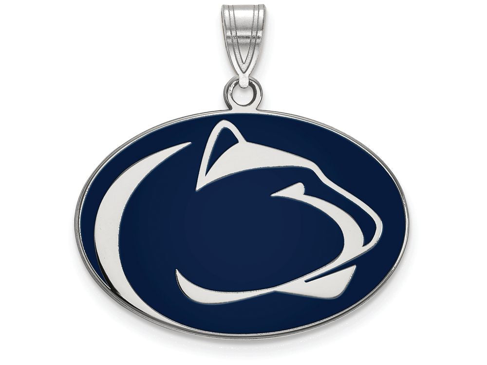 LogoArt Sterling Silver Penn State University Large Enamel Pendant Necklace