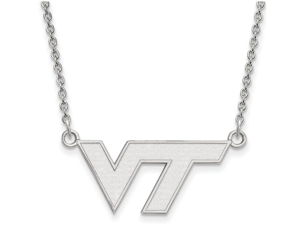 LogoArt Sterling Silver Virginia Tech Small Pendant Necklace