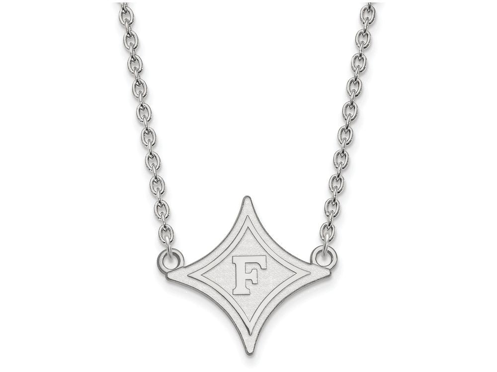 LogoArt Sterling Silver Furman University Large Pendant Necklace