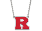 LogoArt Sterling Silver Rutgers Large Enamel Pendant Necklace