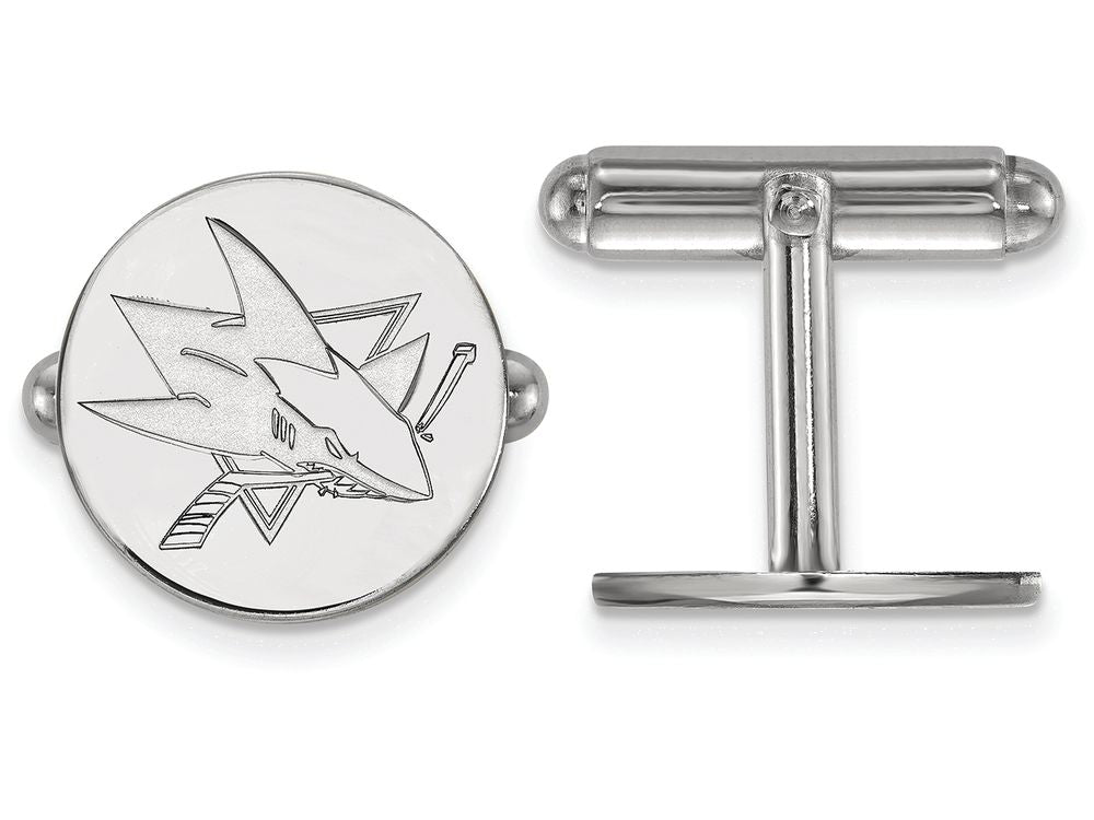 LogoArt Sterling Silver San Jose Sharks Cuff Links