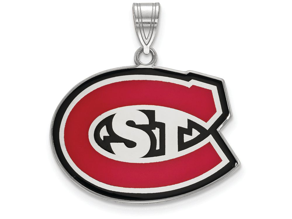 LogoArt Sterling Silver St. Cloud State Large Enamel Pendant Necklace
