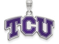 LogoArt Sterling Silver Texas Christian University Small Enamel Pendant Necklace