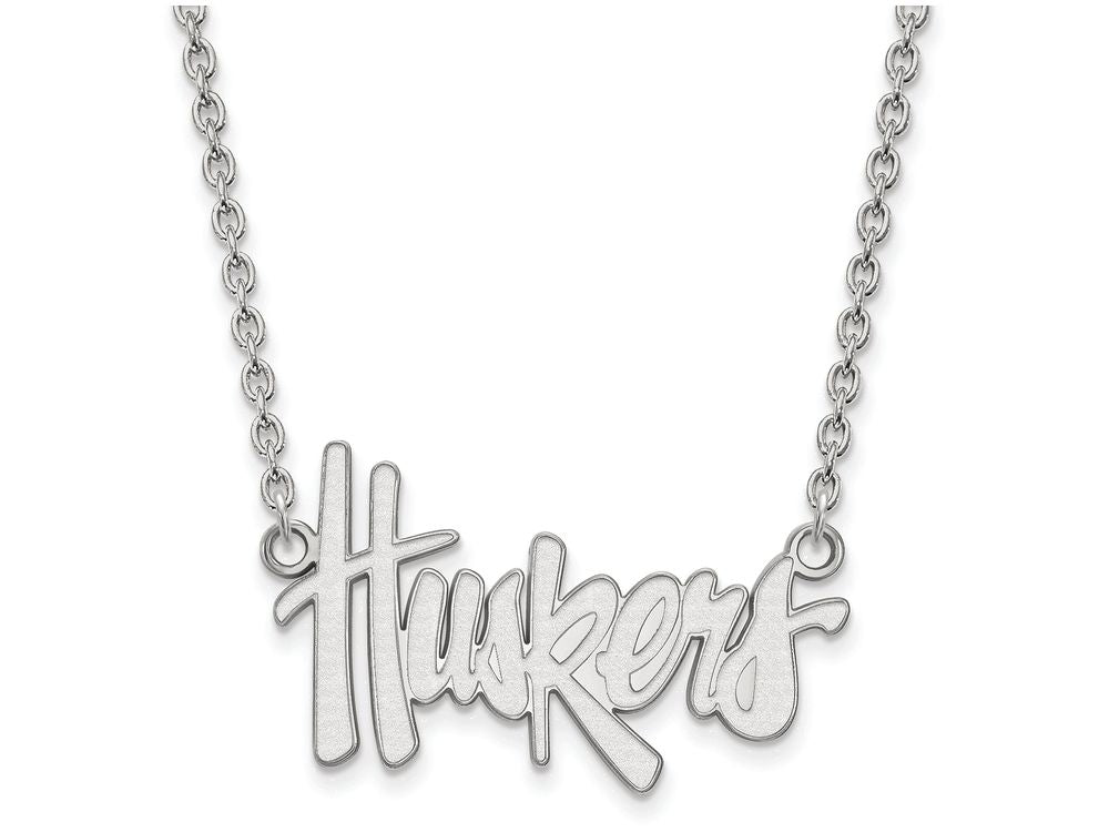 LogoArt Sterling Silver University Of Nebraska Large Pendant Necklace