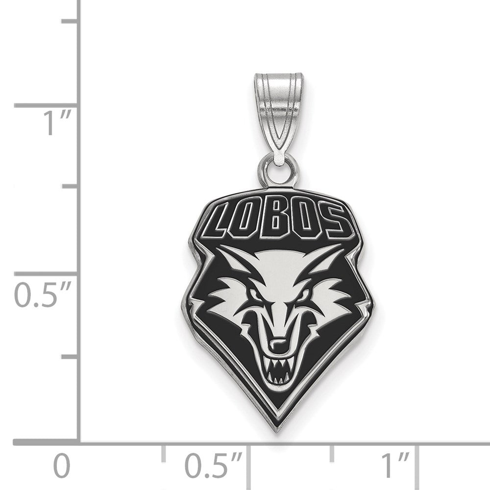 LogoArt Sterling Silver University Of New Mexico Large Enamel Pendant Necklace
