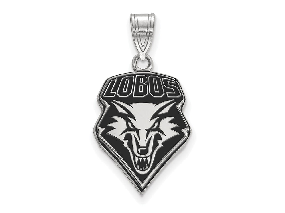 LogoArt Sterling Silver University Of New Mexico Large Enamel Pendant Necklace