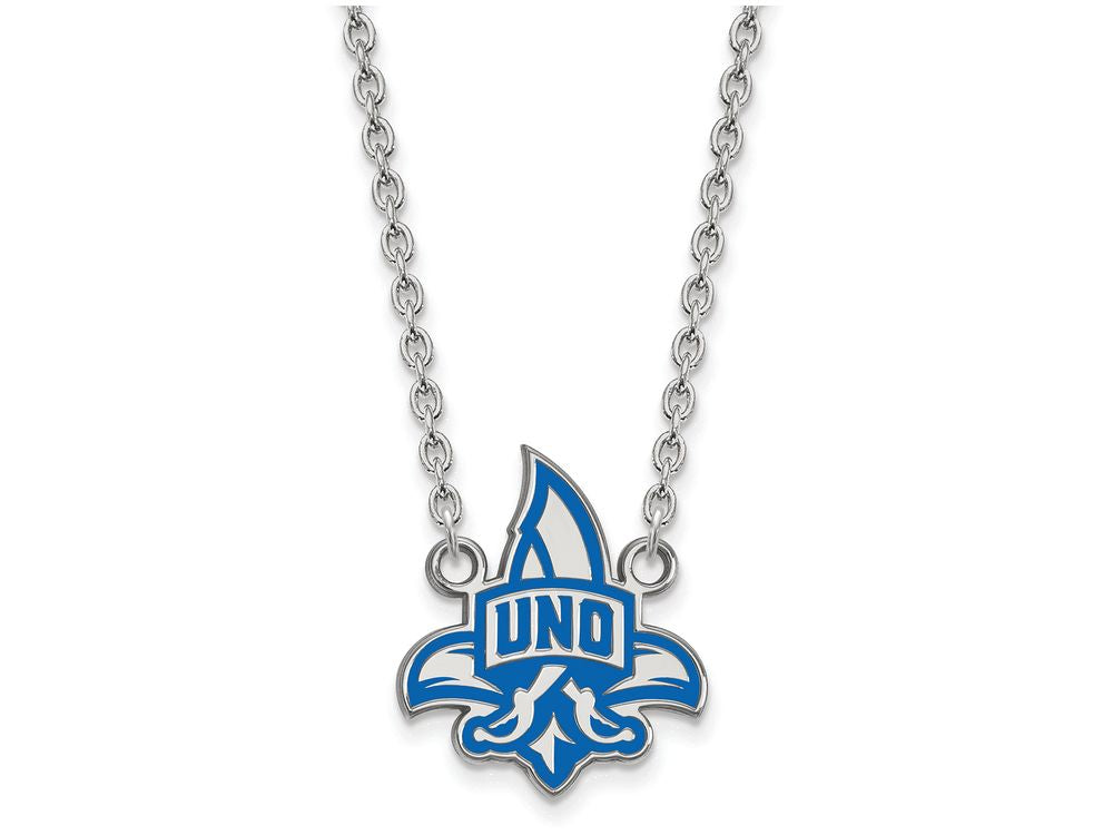 Logoart 925 Sterling Silver U Of New Orleans Large Enamel Pendant Necklace