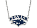 LogoArt Sterling Silver University Of Nevada Large Enamel Pendant Necklace