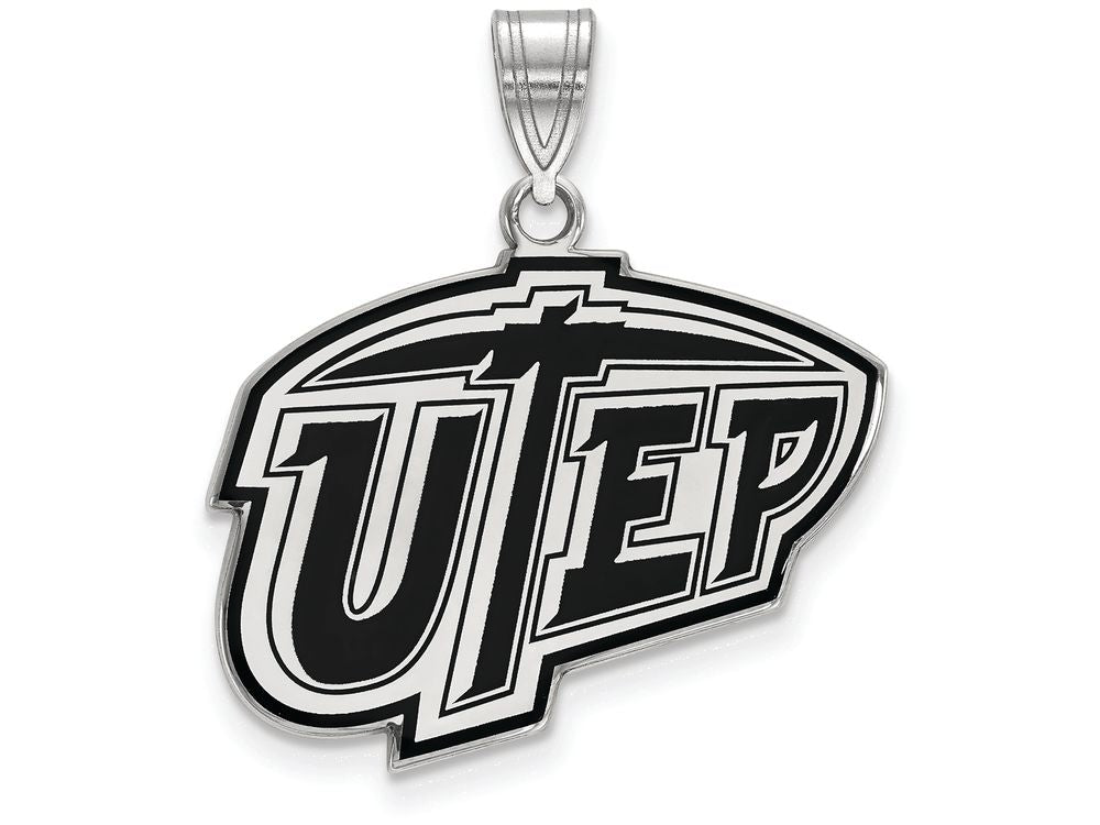 LogoArt Sterling Silver The University Of Texas At El Paso Large Enamel Pendant Necklace